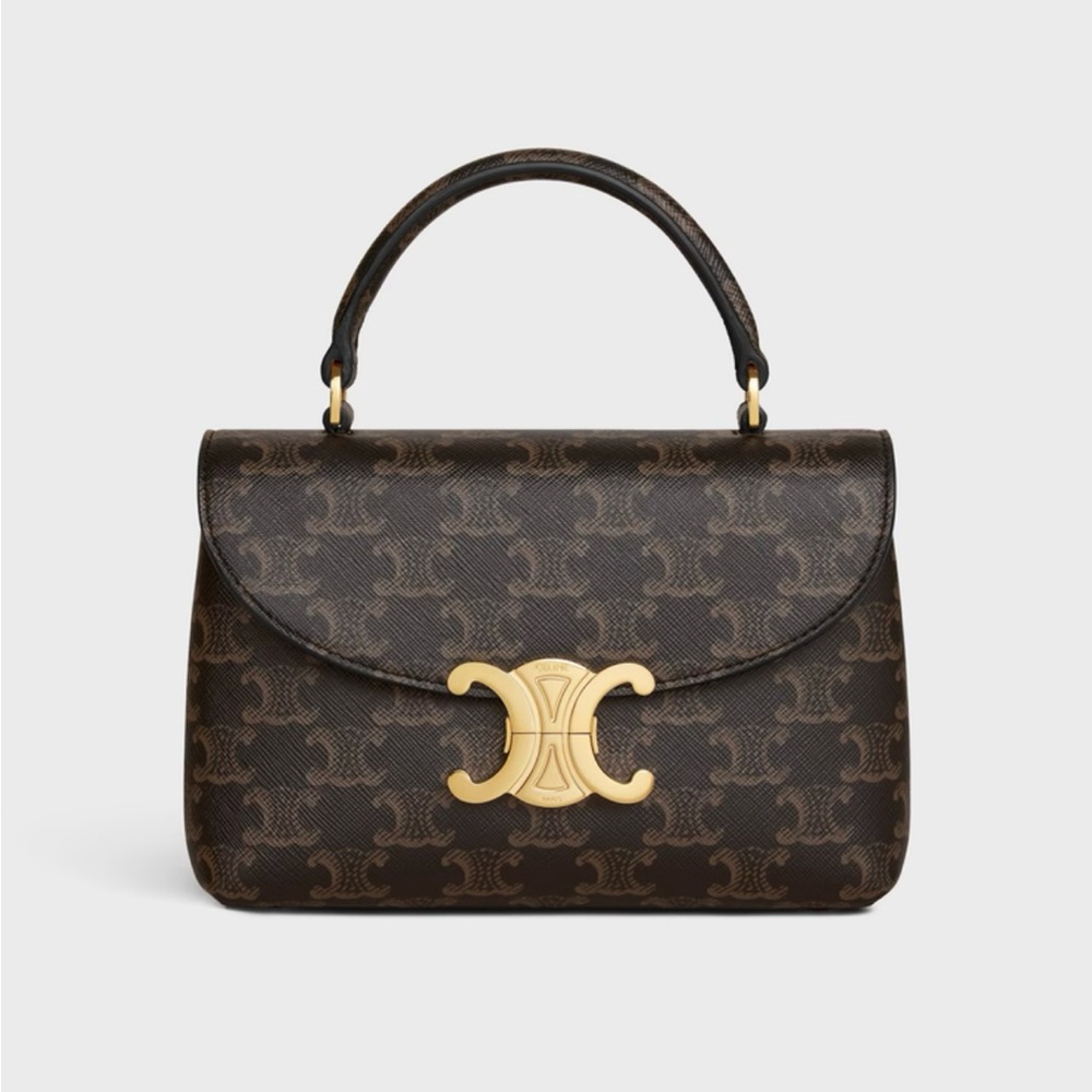 Celine Teen Nino Bag Triomphe Tan Canvas Leather